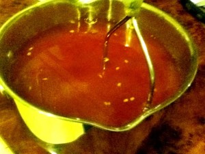 rosehip syrup. Image of rosehips boiling